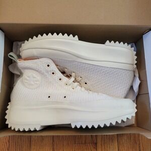 Converse Run Star Hike High Top Sneakers Platforms White Canvas Men 9 Women 10.5